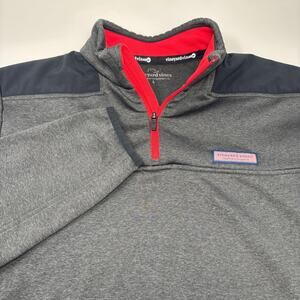 Vineyard‎ Vines Large 1/4 Zip Gray Black Pullover Long Sleeve Sweater